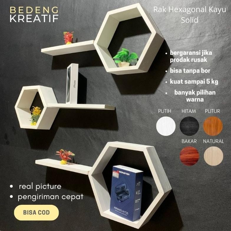 aksesoris hiasan dinding rak hexagonal 1 set dinding kamar tidur cowok aesthetic pajangan dinding ru
