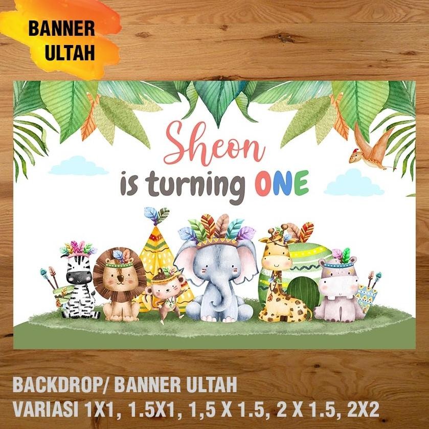 KEBUN BINATANG /ZOO/ANIMAL/ SAFARI/ BANNER/ BACKDROP/ SPANDUK ULANG TAHUN UL-TAH