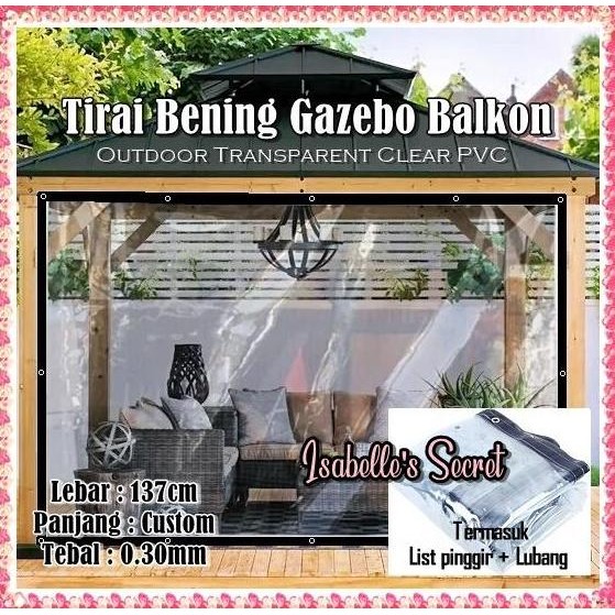 Tirai Plastik PVC Bening Outdoor / Krei Transparan Outdoor Meteran