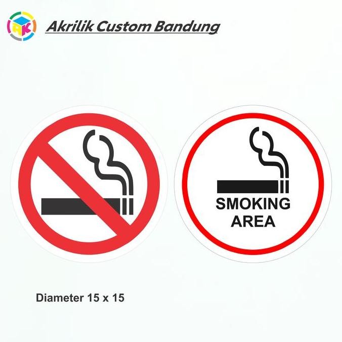 Arilik Signage Dilarang Merokok Dan Smoking Area Bulat Acrylic Sign St