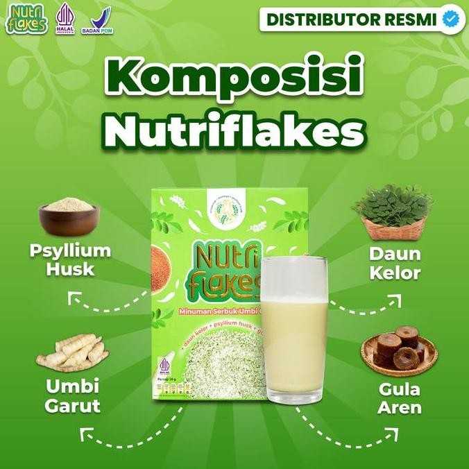 

Nutriflakes 1 Box Original 280G | Sereal Herbal Umbi Garut Redakan Asam Lambung Asli
