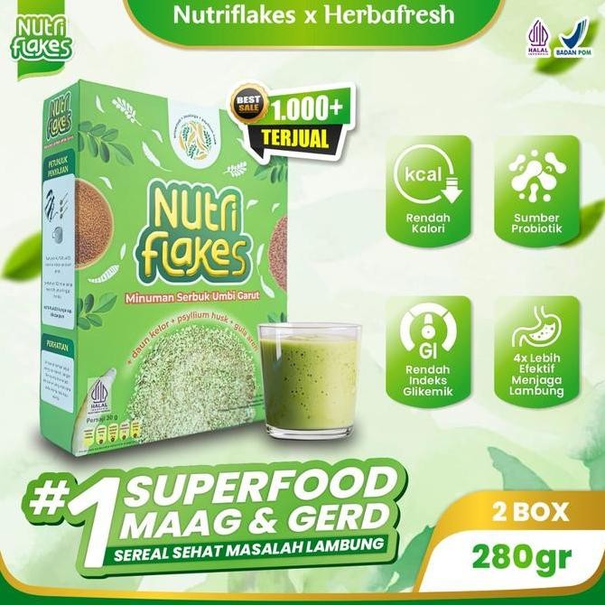 

Nutriflakes 2 Box | Sereal Umbi Garut Herbal Atasi Gerd | Bpom Halal Asli