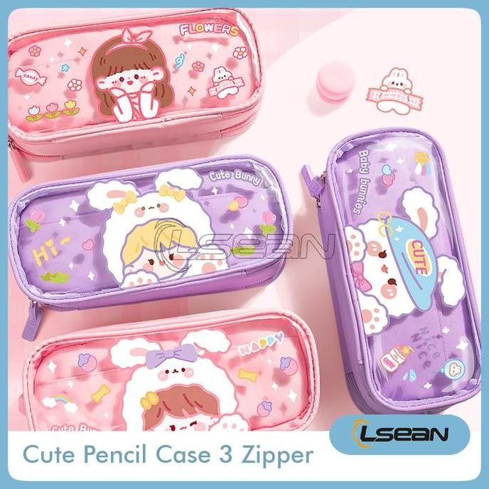 

Terbaru Tempat Pensil Korea 3 Zipper Kapasitas Besar Motif Kartun Lucu Multifungsi