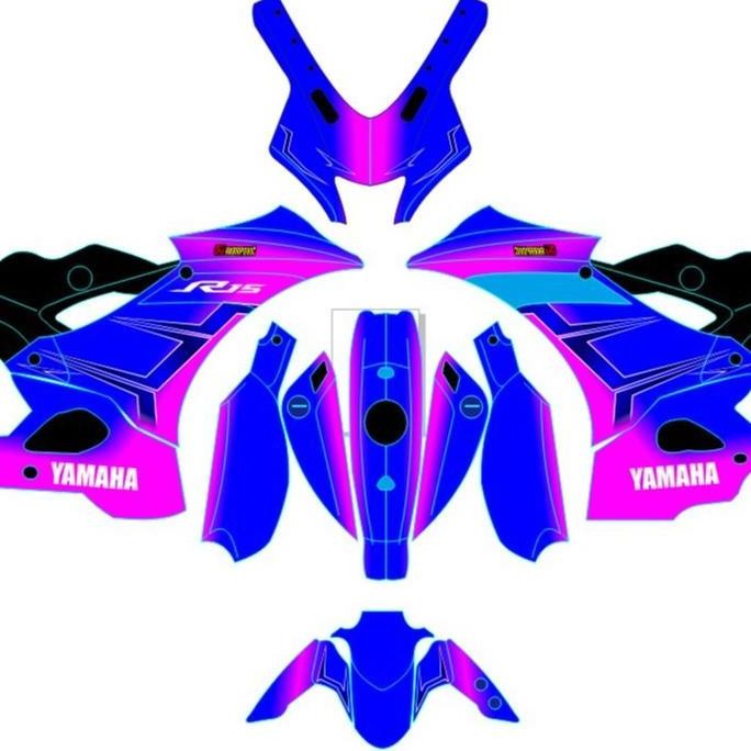Decal Yamaha R15 v4 Stiker r15 Gradasi Biru Pink Full Body