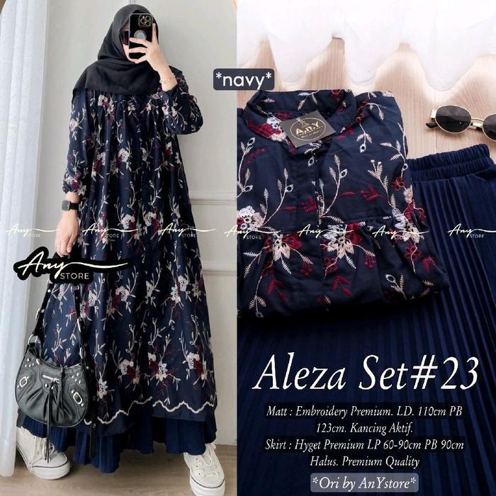 Bsh Aleza 22 23 24 25 26 27 28 Set Setelan Tunik Dan Rok By A.N.Y Rok Panjang Plisket Long Tunik Mid