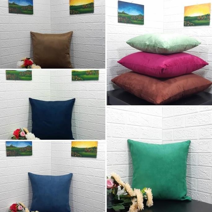 TERBARU - Sarung Bantal Sofa Kursi Bantal Lantai Senderan Sofa Bahan Kain Suede Penutup Resleting