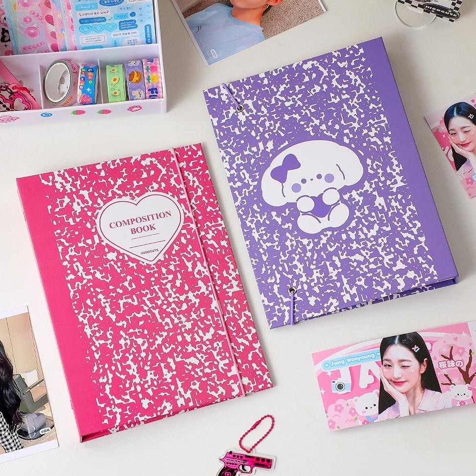 

[Promo..!!! Composition Book Buku Binder A5 6 Ring Bahan Pp Album Photocard Pc Tempat Penyimpanan Kartu Sleeve 4P Bibimcat Fe24