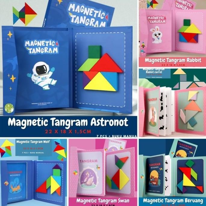 Original Puzzle Tangram Magnetik Montessori ST0158 | Mainan Edukasi Anak TK SD