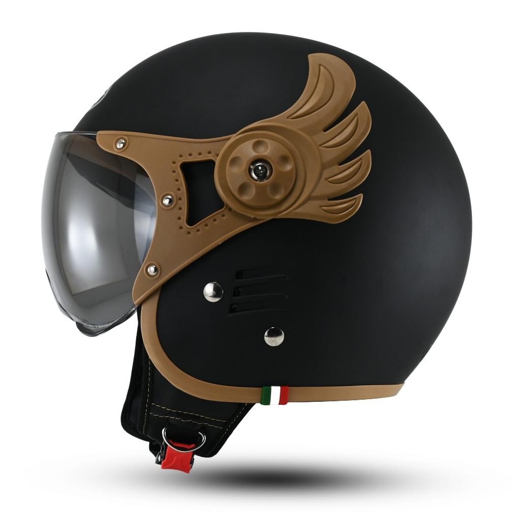 Helm Rsix Retro Pilot Italy Gundala Helem Bogo Cowok Cewek Sni Terbaru