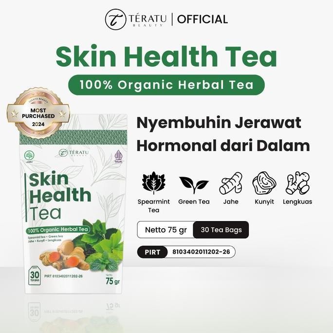 

TERATU BEAUTY Skin Health Tea - 30 Tea Bag (Teh Herbal Spearmint untuk Jerawat Hormon dan PCOS)