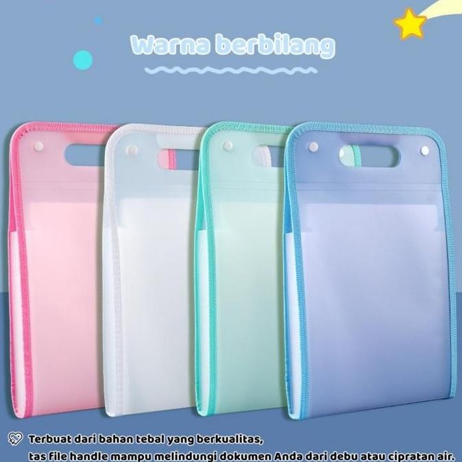 

Original Tas File Handle A4 Waterproof Anti Air Free Stiker Organizer File Bag Sekat Clear Holder