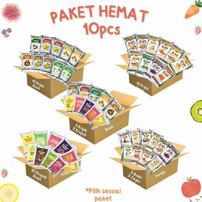 

Fiona Paket Hemat 10 pcs Keripik dan Kerupuk Buah Sayur Apel Nangka Salak Durian Anggur Strawberry 50gram Kentang Kripik Mangga Manis Pisang Krupuk Rambutan Snack Food Cemilan