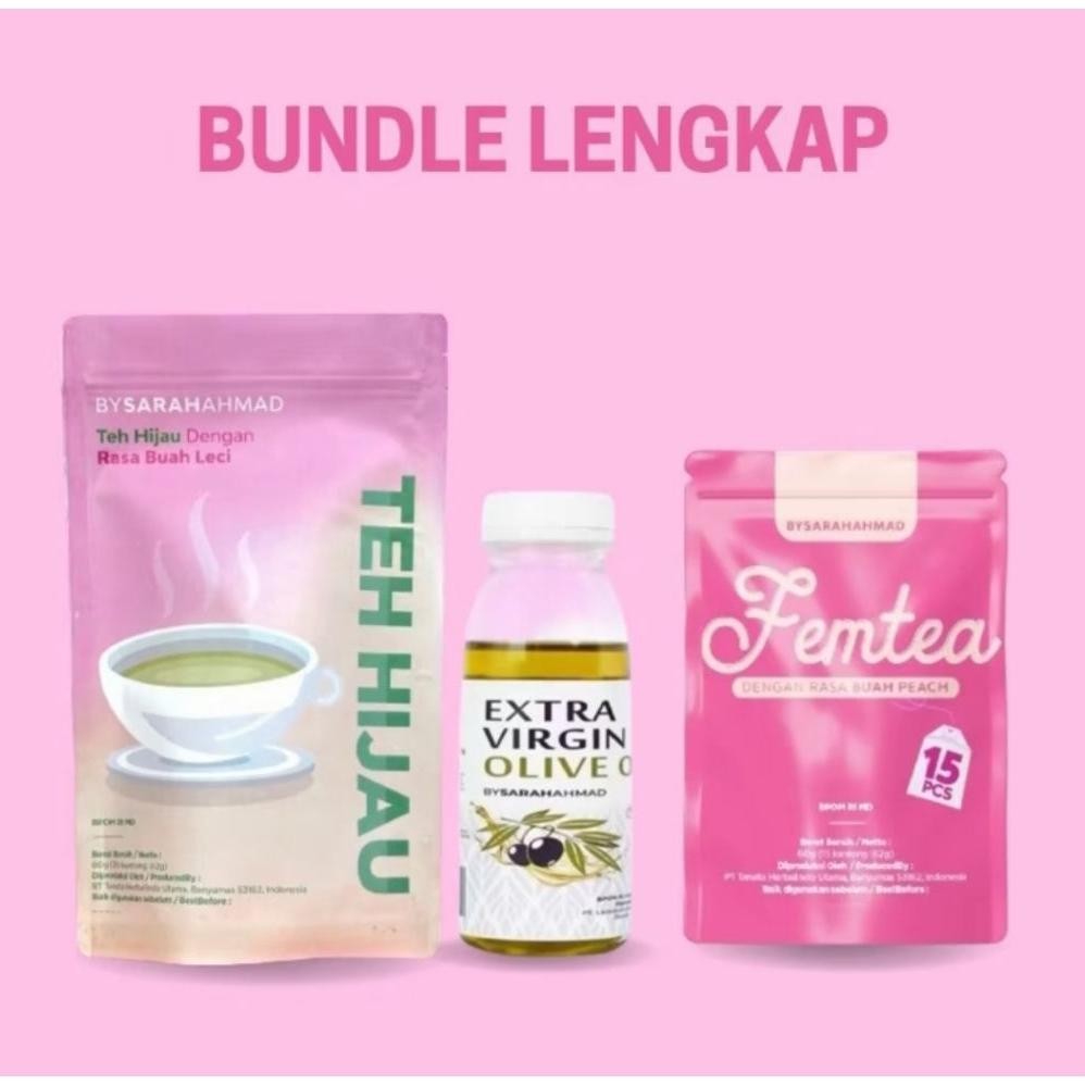 

SALE! PAKET LENGKAP FEMTEA SARAH AHMAD - TEH HIJAU, TEH DIET & OLIVE OIL HERBAL WANITA
