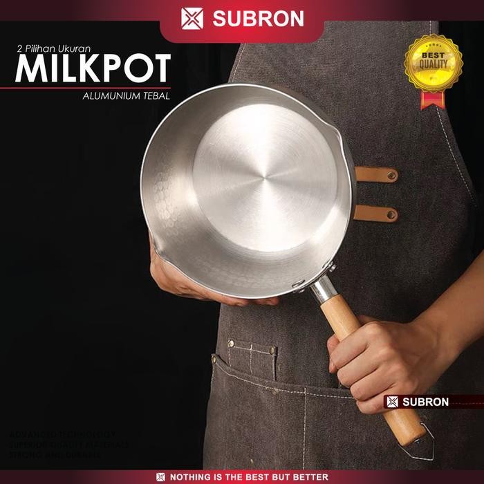 Subron Panci Susu Alumunium Tebal Aloy 18Cm 20Cm 22Cm Pegangan Kayu
