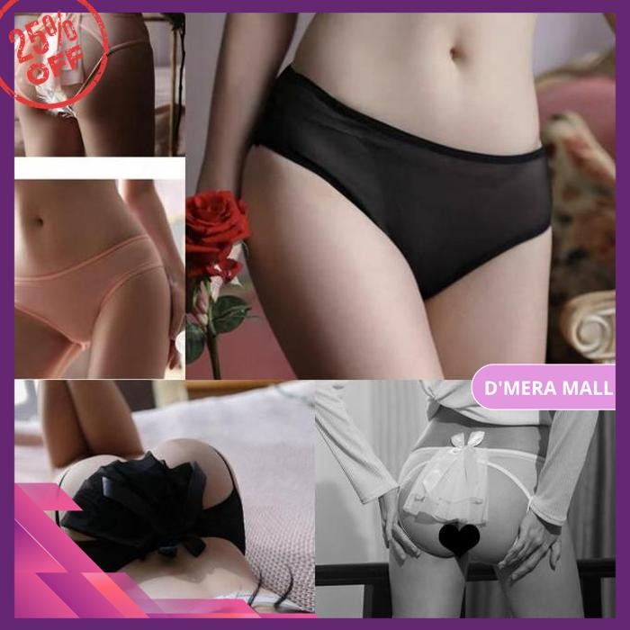 OPEN G STRING WANITA SEXY CD TRANSPARAN THONG BAHAN RENDA C1 BERKUALIAS 