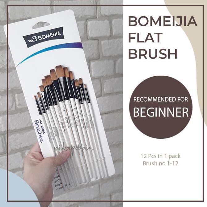 

Bomeijia Artist Flat Brush 12Pcs