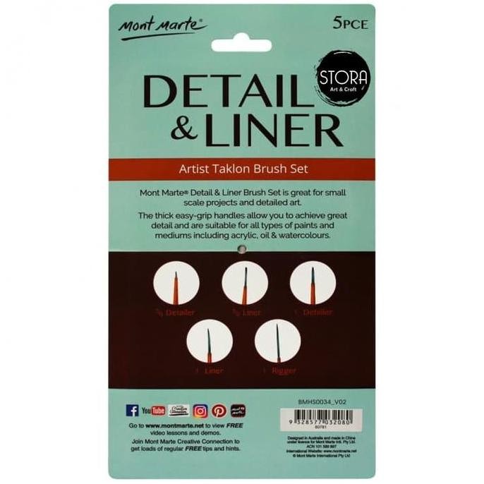 

Mont Marte Detail & Liner Brush Set 5Pcs