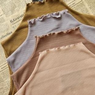 New Manset Kaos Rib Tanpa Lengan Inner Baju Korea Wavy Turtleneck Jumbo XL