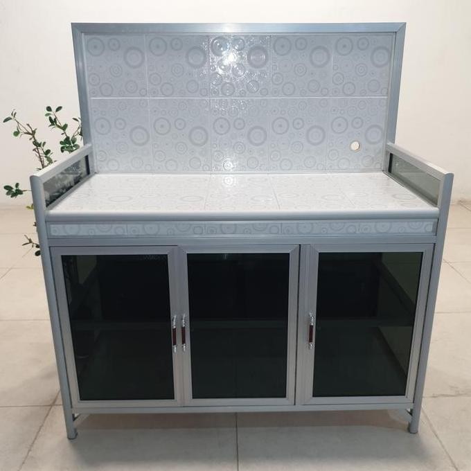 Mkg 453 106X53X70+45 S Meja Kompor Gas Keramik Aluminium 20U 2 Pintu 2 Tungku Simpan Penyimpanan Ala