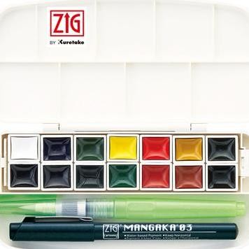 

Zig Watercolor System Transparent Watercolor Set 14 Colours Wskg301-1