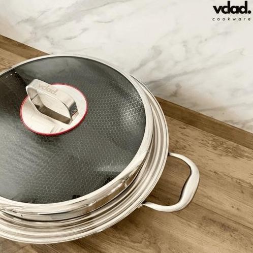 Vclad Stainless Steel Oriental Wok 42Cm Honeycomb Sus 316