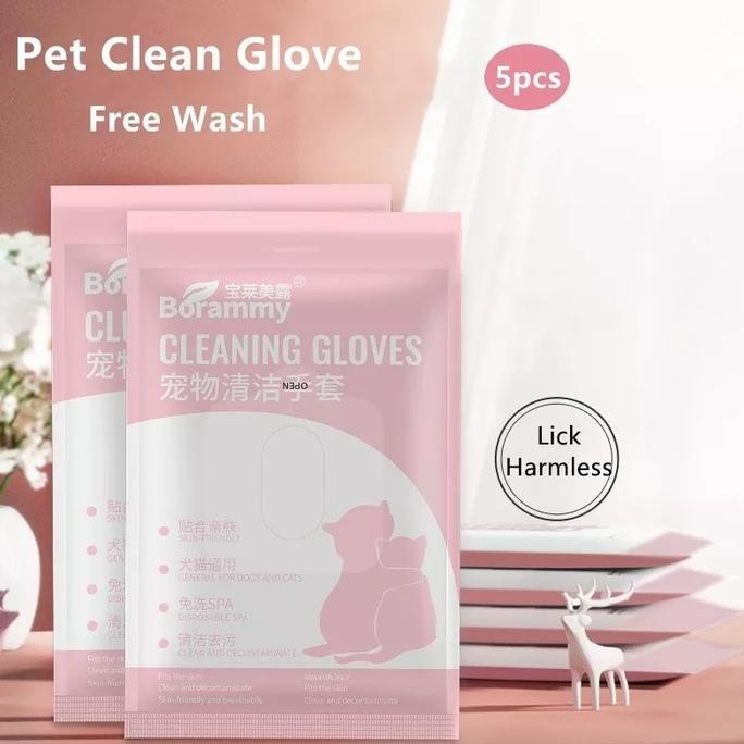 Pet Gloves Free Wash Pet Cleaning Gloves Isi 5Pcs