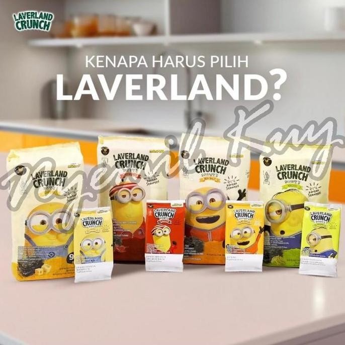 

JB Laverland Crunch Korean Crispy Seaweed Nori Rumput Laut Dengan Rasa Cheese Haba Nero Hot Spicy Sea Salt Wasabi isi 4,5g x 9pack - Snack Cemilan Korea - Laverland Minions None