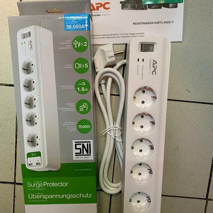 Stop Kontak Apc By Schneider 5Lobang Surger Protection Original Dan Terpercaya