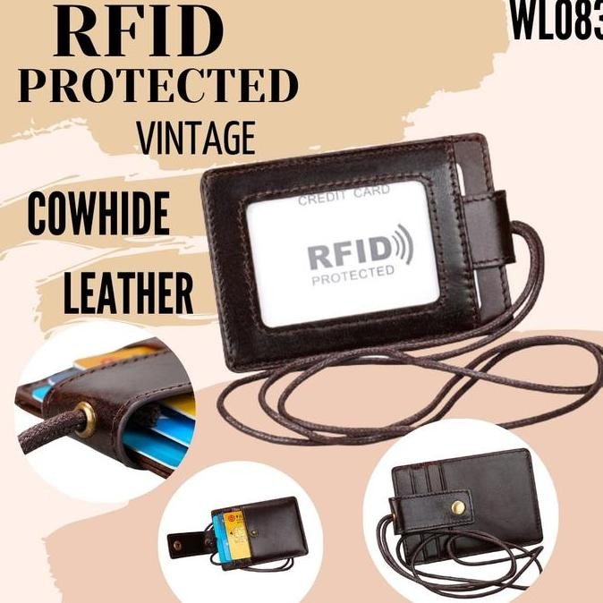 

Rfid Protected / Id Card Holder Rfid Kulit Asli Pria Wl083