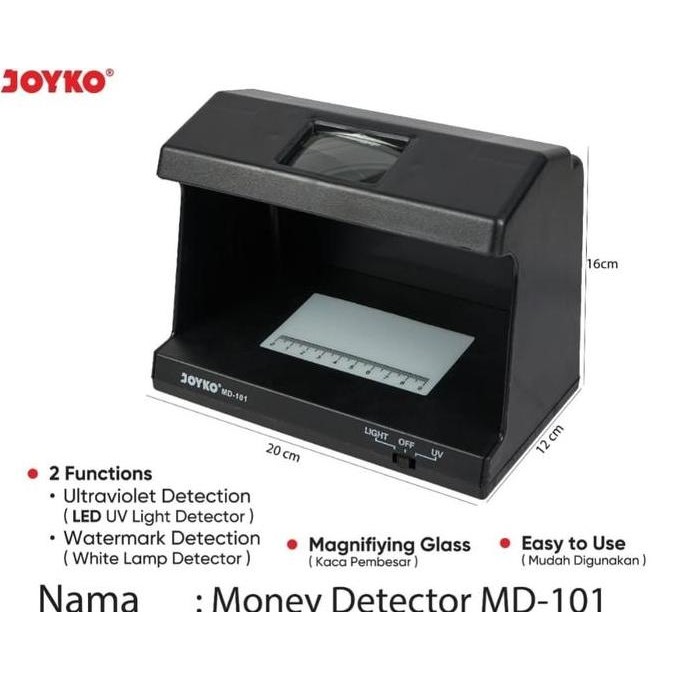Sale Money Detector Joyko Md 101 Lampu Uv Led /Alat Deteksi Uang Asli Md101