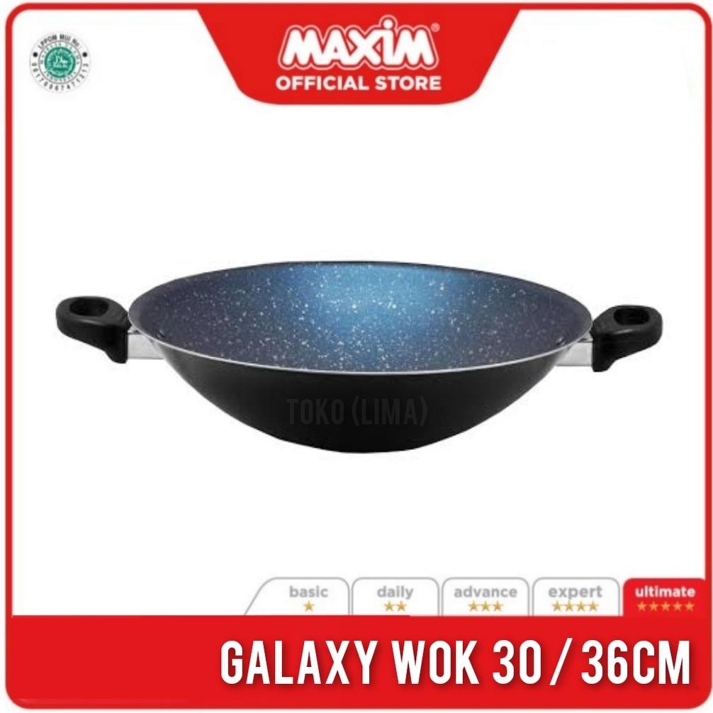 Wajan Penggorengan Maxim Galaxy Wok 30cm 36cm Teflon Anti Lengket Penggorengan Teflon Maxim Anti Len