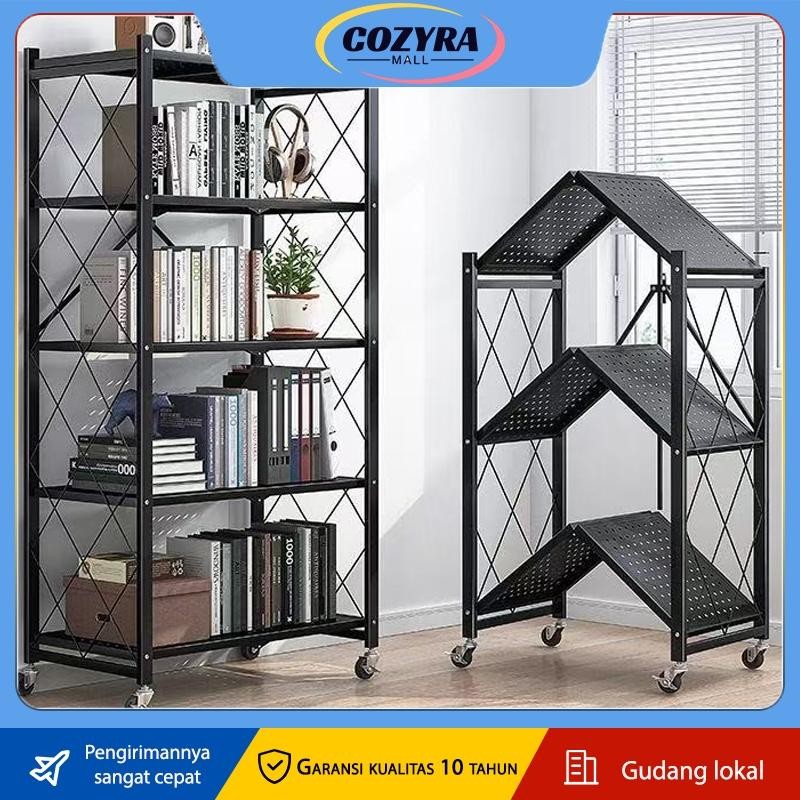 [ Tidak Ada Instalasi ]Rak penyimpanan dapur multifungsi rak lipat rak dapur susun multifungsi rak l