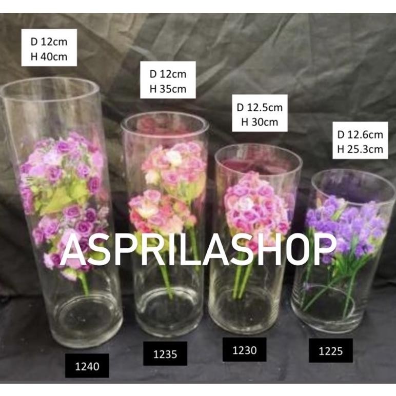 [ EKSPEDISI ] Vas kaca silinder vase bunga tabung tinggi 40cm 35cm 30cm 25cm 20cm diameter 12cm vas 