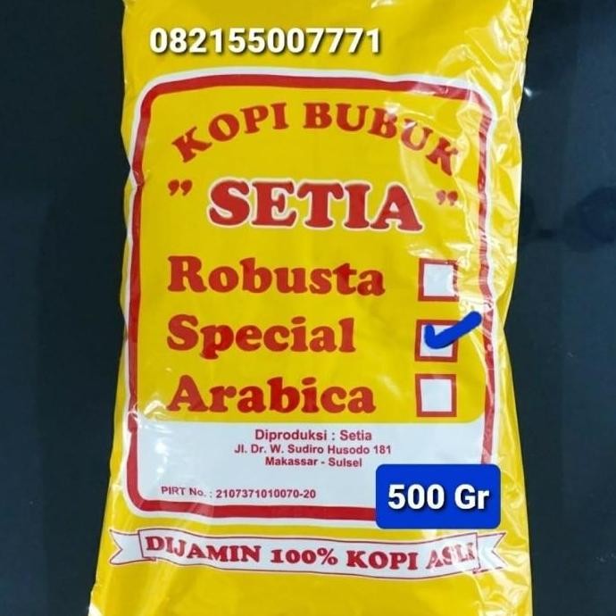 

Kopi Setia Spesial (Arabica+Robusta) 500Gr Bubuk & Biji Khas Makassar Kualitas Terbaik Harga Termurah