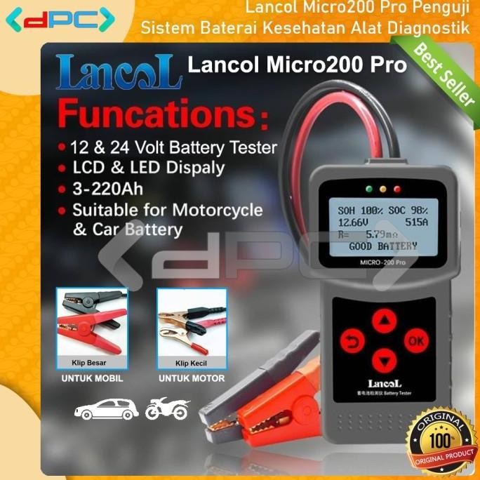 Lancol Battery Tester Micro-200 Pro Tester Aki Digital Motor Mobil