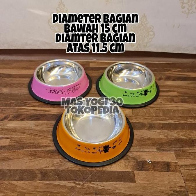 Tempat Makan Kucing Anjing Stainless Colour Bowl 11.5 Cm /Pet Bowl