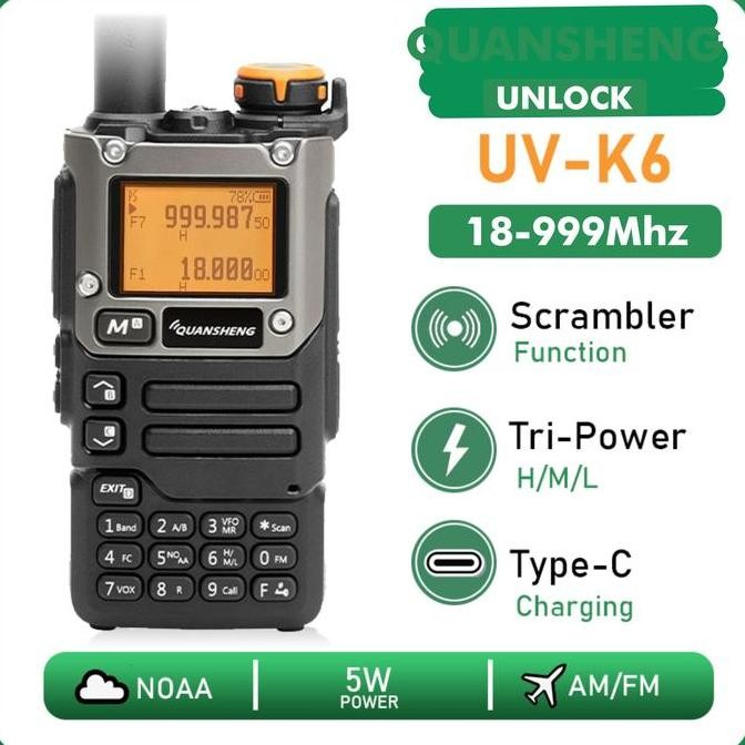 Unlock Ht Quansheng Uv-K6 All Band Radio New Original Fullset