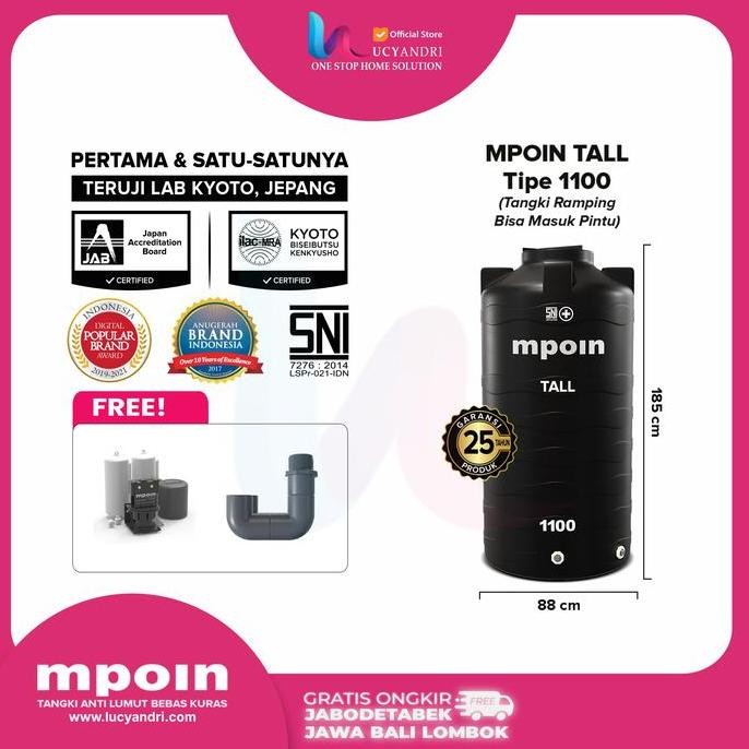 Tangki Air Mpoin 1100 Wave Tall Toren Tandon Tanki 1100 L Mpoin Plus