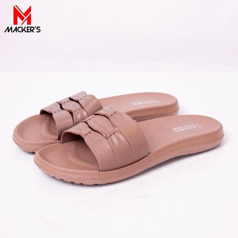 [MACKER'S] 2429 Sandal Selop Wanita Tinggi Sandal Kekinian Kasual  Empuk Sandal Wedges Wanita putih 