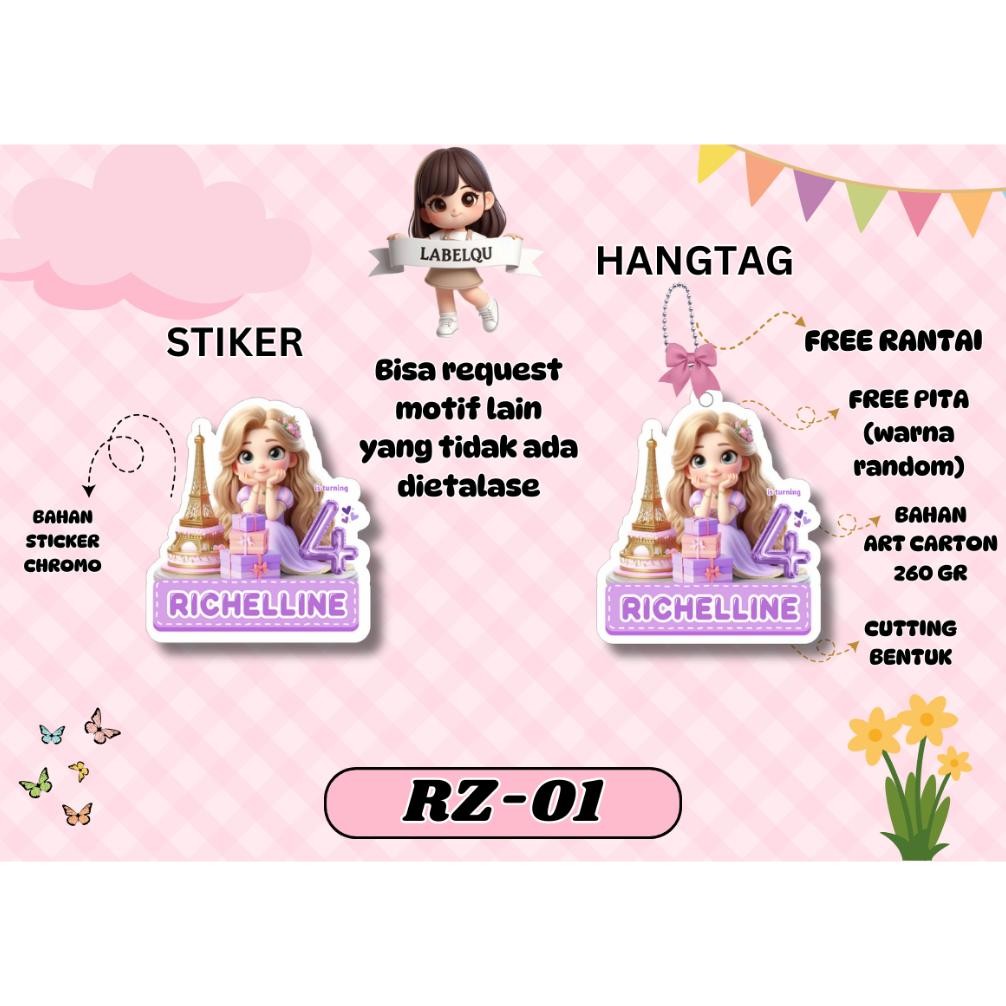 

(32 PCS) HANGTAG | STICKER BIRTHDAY| ULANG TAHUN / KARTU UCAPAN HAMPERS ULANG TAHUN MOTIF ANAK PEREMPUAN| GIRL Nugi