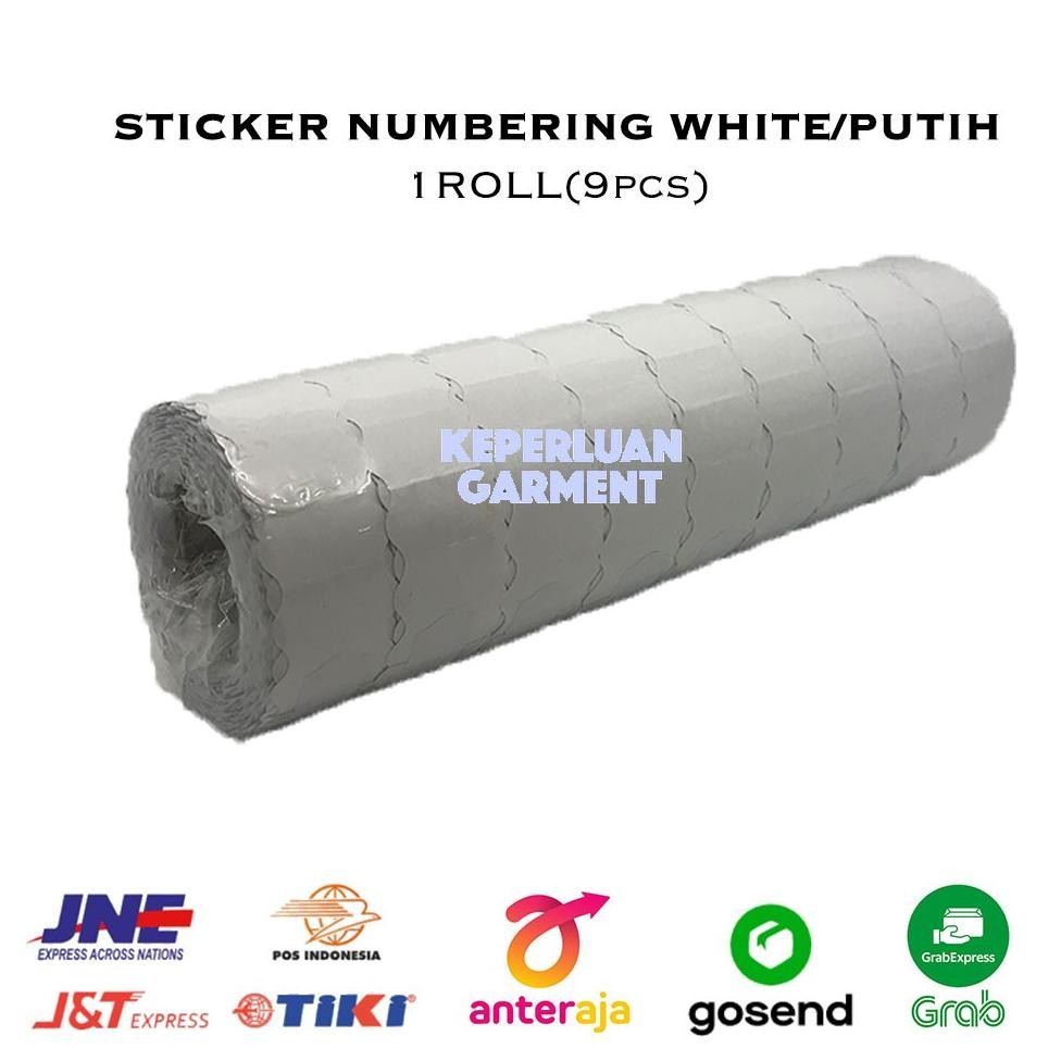 

Sticker Numbering (Putih/White) Per Roll (Isi 9pcs) Nugi