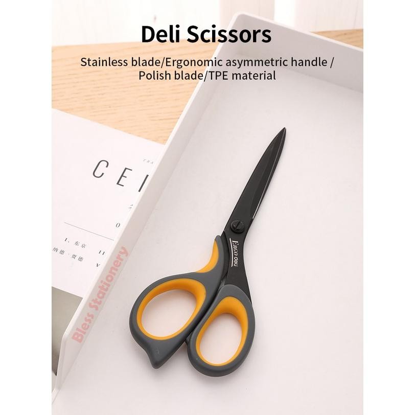 

Deli Gunting hitam Gunting anti lengket 210mm Soft handle Scissors Nugi