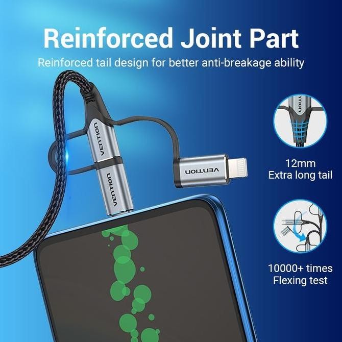 Vention Kabel Micro Usb Type C Adapter Micro Usb To Usb-C Lightning