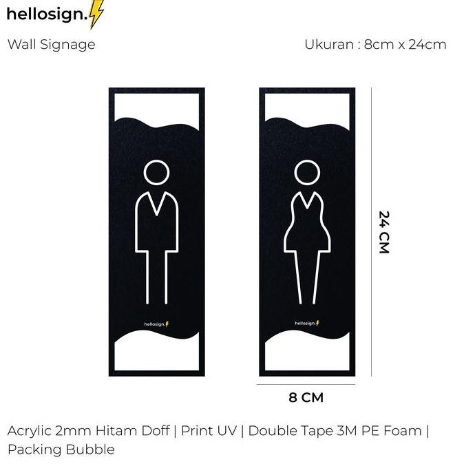 Sign Akrilik Toilet Pria / Wanita | Sign Dinding | Tulisan Print Uv