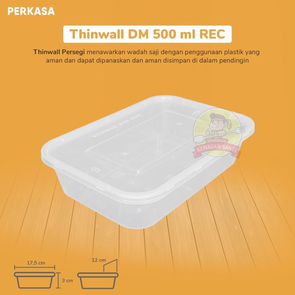 Thinwall 500 ml Persegi REC / Kotak Makan 500ml Persegi / Food Container Microwaver Freezer Nugi