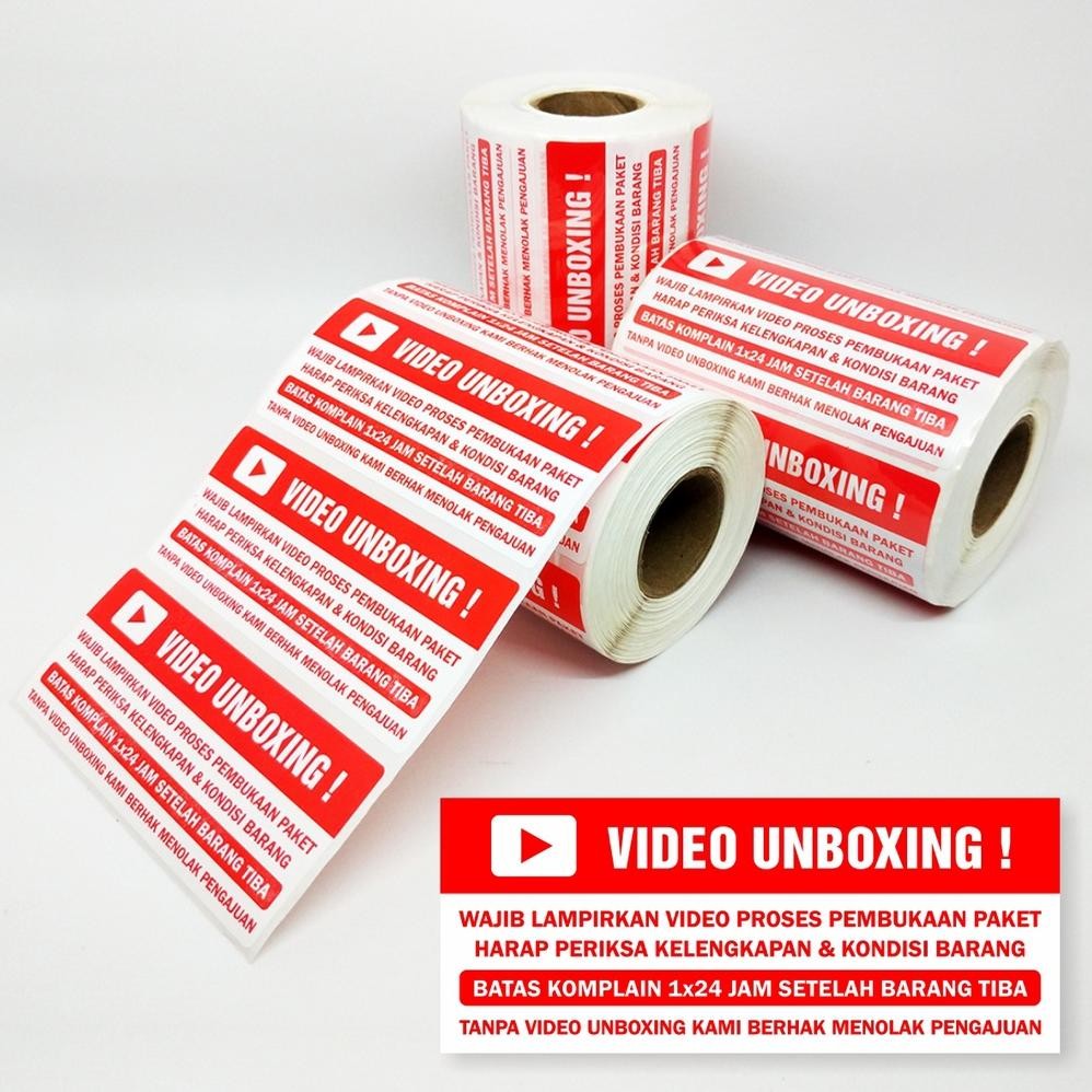 

Sticker Label Wajib Video Unboxing Stiker Pengiriman Paket Online Shop 8,5 x 3,5 cm (1 Roll/500 Pcs) Nugi