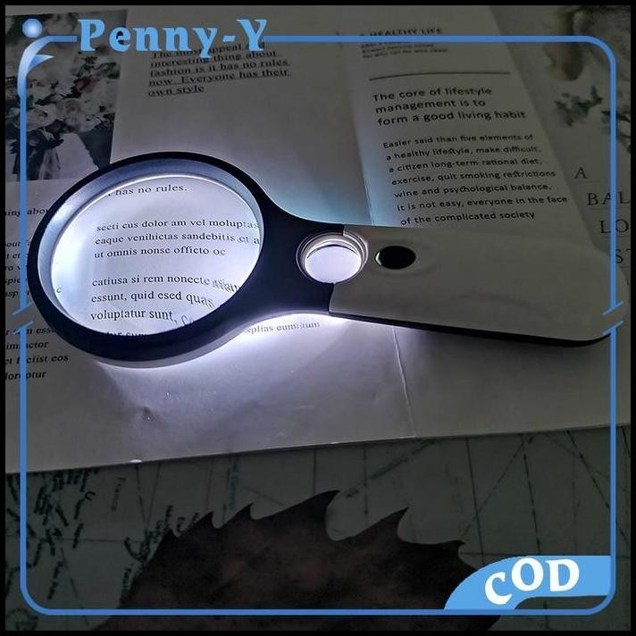 

2in1 Pembesar Dengan Lampu LED Membaca Magnifying Glass Kaca Pembesar