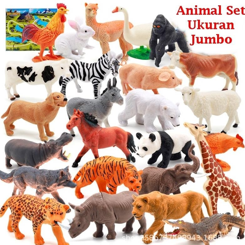 Terlaris Mainan Anak Animal Set Jumbo Miniatur Mainan Hewan Binatang Karet Animal Figure Set Ukuran 