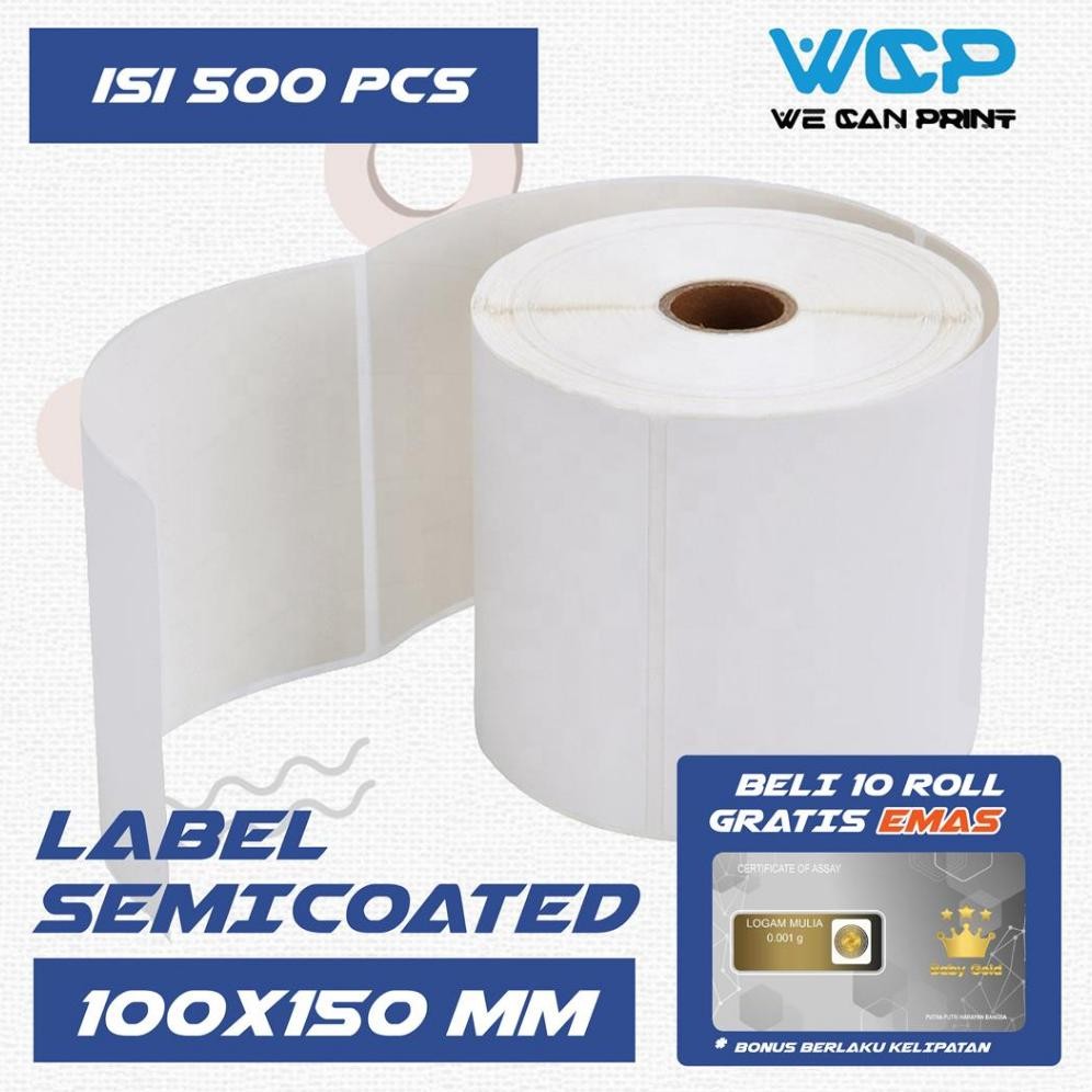 

Label Sticker Semicoated 100x150mm Stiker Barcode 100x150 mm Semicoated isi 500 pcs Nugi