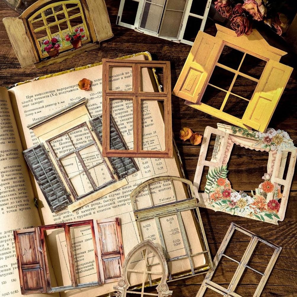

16 Jendela Kertas Bisa Dibuka Dream Window Deco Flower Window Mechanism Collage Card Sticker Window Dream Series Handbook DIY Material Sticker / Vintage Scrapbook Deco Paper / Kertas Dekorasi / Journal / Bujo / Jurnal Nugi